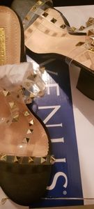 Venus Black,  Gold and Clear Sandals